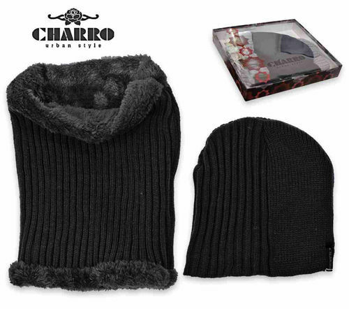 Charro Caldo Cappello Cuffia Invernale + Scaldacollo Termico Pelliccetta Interna - Picture 1 of 4