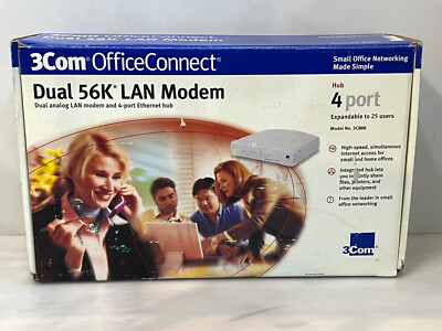 Refurbished 3Com 3C888 OfficeConnect Dual 56k Plus LAN Modem Free Shipping