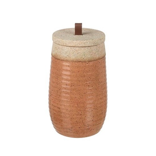 Portmeirion Barattolo Ermetico Botanic Garden 10 Cm - Terracotta Con Coperchio In Legno E Guarnizione - Motivo Viola - 2