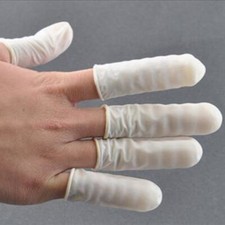 100 White Natural Latex Rubber Finger Cots Smooth Powder-Free Elastic