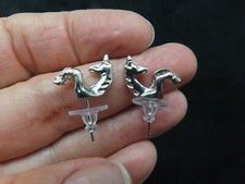Vintage Silver Tone Unicorn Pierced Casual Earrings