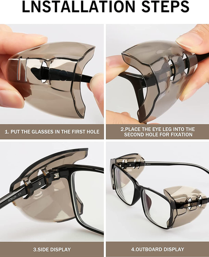 2/4 Pairs Eye Glasses Side Shields, Flexible Slip on Side Shields for Prescripti - Picture 5 of 12