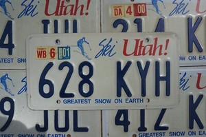 One or More - SKI UTAH! GREATEST SNOW ON EARTH SKIER License Plate w/ Random #