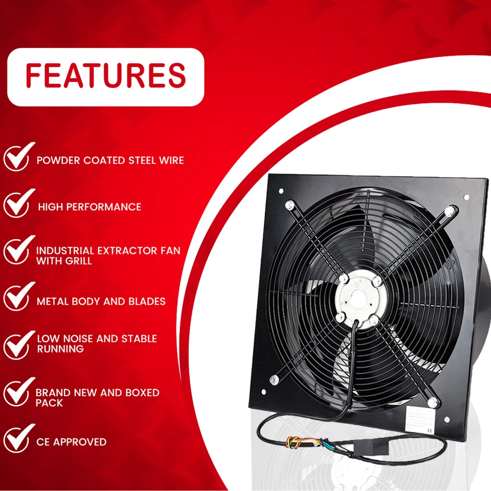 Industrial Ventilation Extractor Metal Axial Exhaust Commercial Air Blower Fan - Image 4 of 4