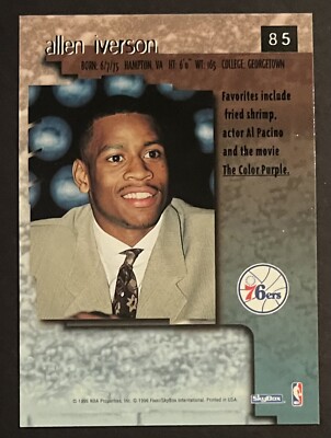 1996-97 SKYBOX PREMIUM ALLEN IVERSON ROOKIE RC #85 PHILADELPHIA