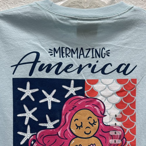 Simply Southern Mermazing America Womens Small Mermaid Patriotic NWTs Blue Flag - Picture 4 of 5