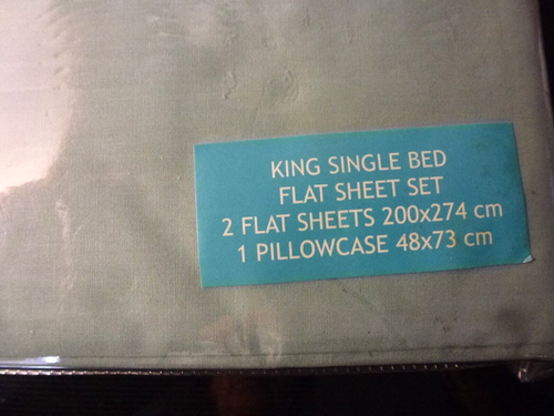 VintageThe Linen Cottage LUXURY Percale Cotton King Single Flat Sheet Set - Picture 2 of 7
