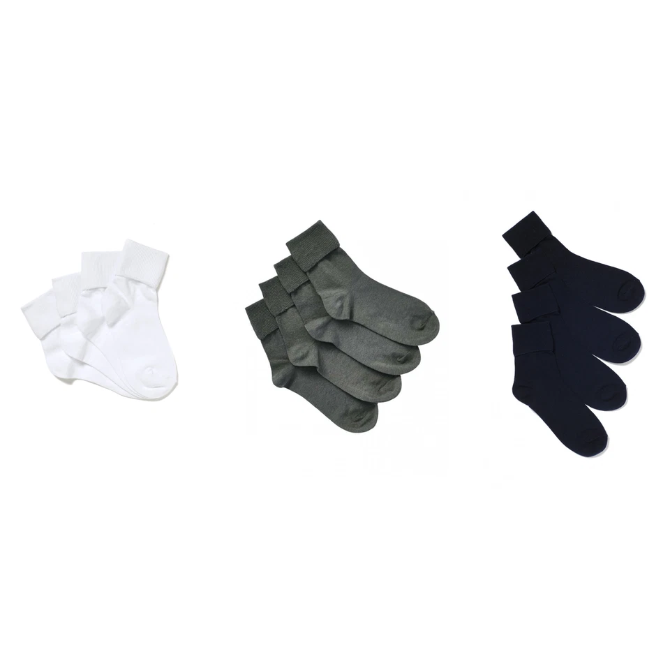 12 X Bonds Kids School Socks Turnover Roll Fold Down Cotton Grey