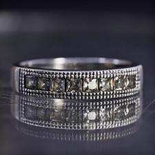 Size 9.25, vintage sterling silver 925 stackable band ring with cluster cz