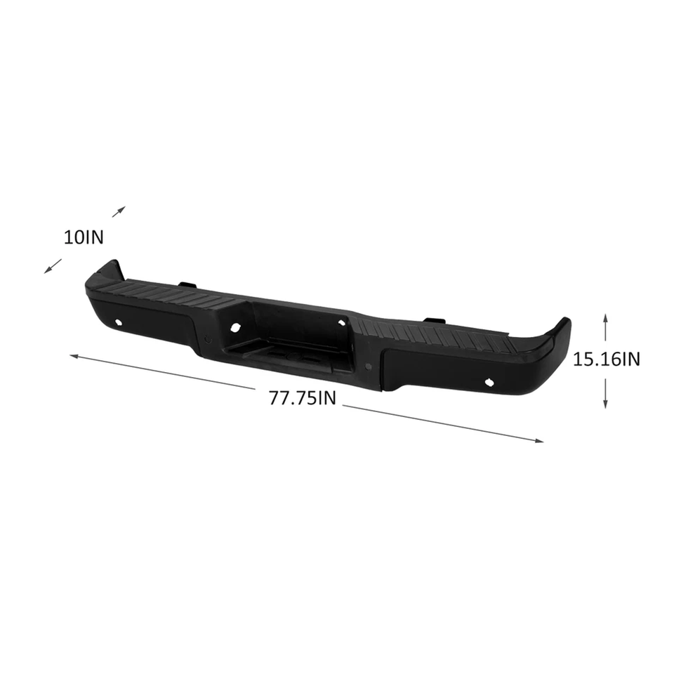 Black Steel Rear Step Bumper For 2009-2014 Ford F150 With Sensor Holes - Direct Replacement