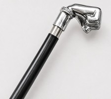 DecorativeFist Handle Walking Cane Black  Silver Vintage Style Walking Stick