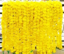 Artificial Marigold Garland for Decoration 5 Pcs of 5 feet Long Strands