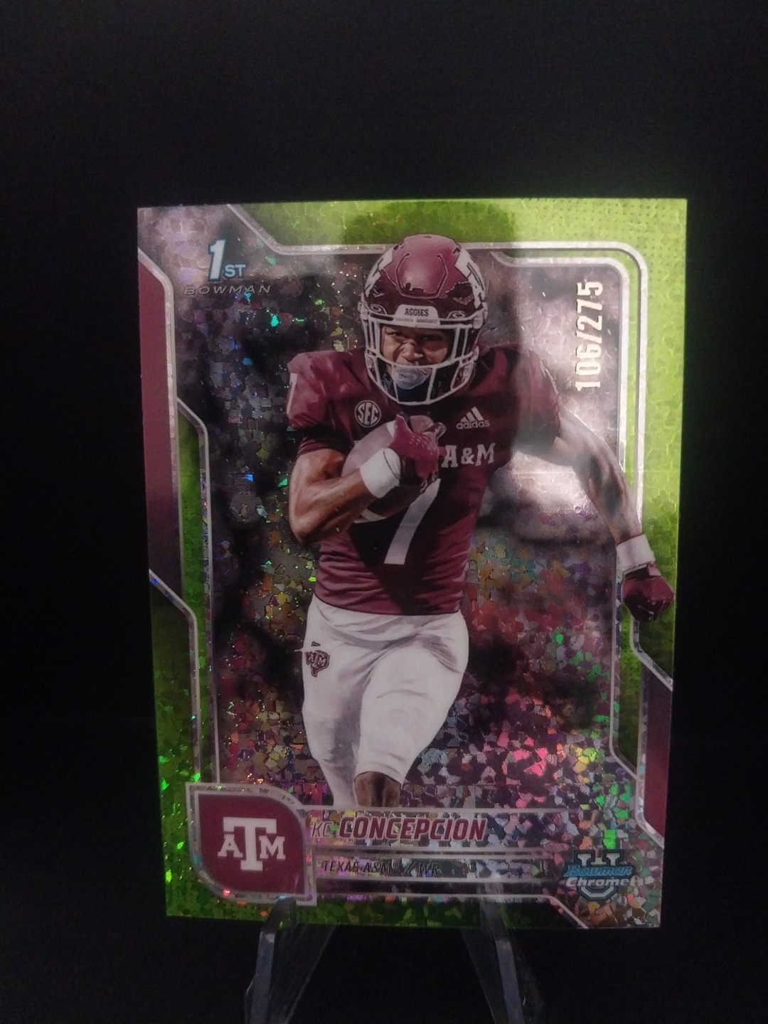 2025 Bowman Chrome U KC Concepcion 1st /275 Lime Green Mini Diamond Aggies SP