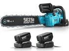 SEESII 40V 18" Brushless Electric Cordless Chainsaw, 2x5.0Ah Battery & 2xCharger