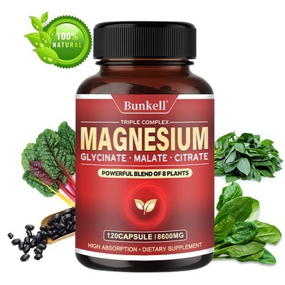 Magnesium Complex 600mg 120Capsules-Gluten Free and Non-GMO Strong Muscles
