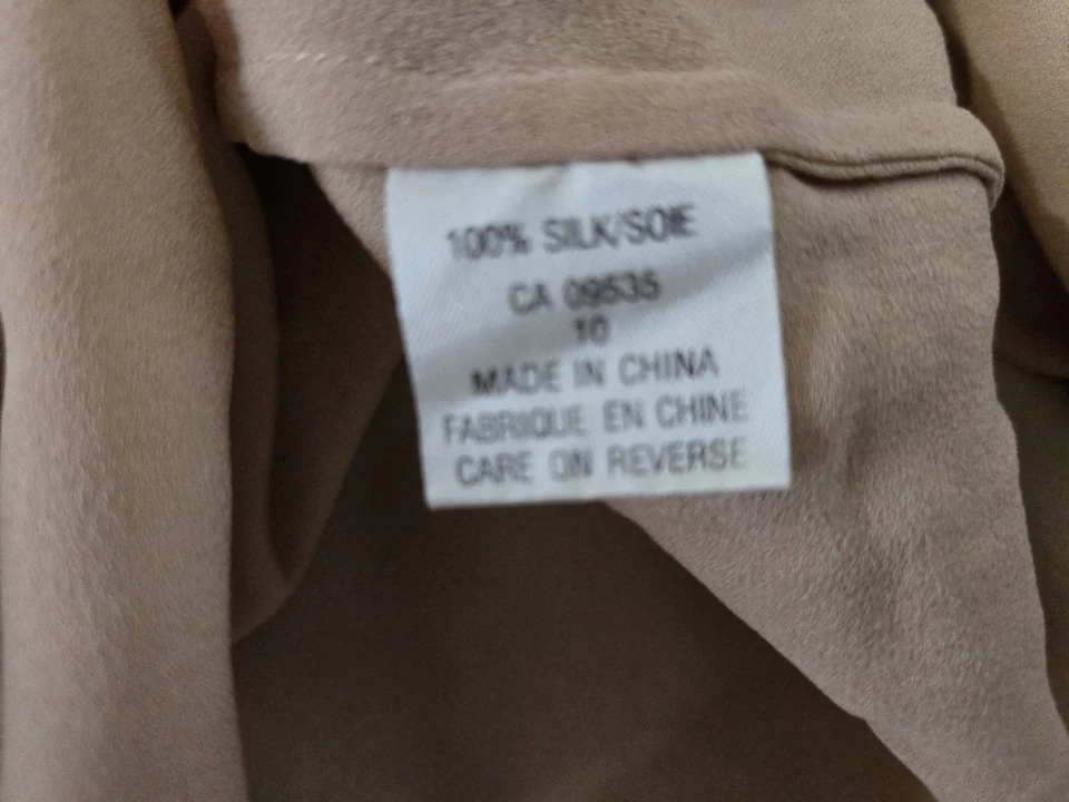 Lote 2 tops grandes 100 % seda sin mangas beige y negro para mujer Foto 3 de 4