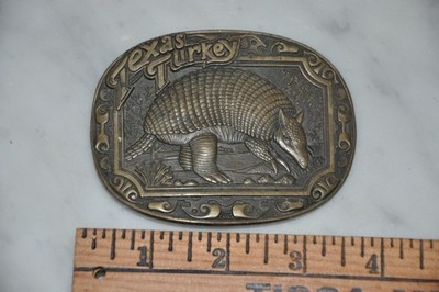 Armadillo Vintage  Texas Turkey  Award Design Metals Brass Heavy Belt Buckle