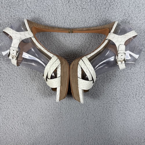 Coach 'Dani' White Snake Platform Sandals Heels Women's SZ 10 Chalk Ivory Straps - Picture 6 of 12