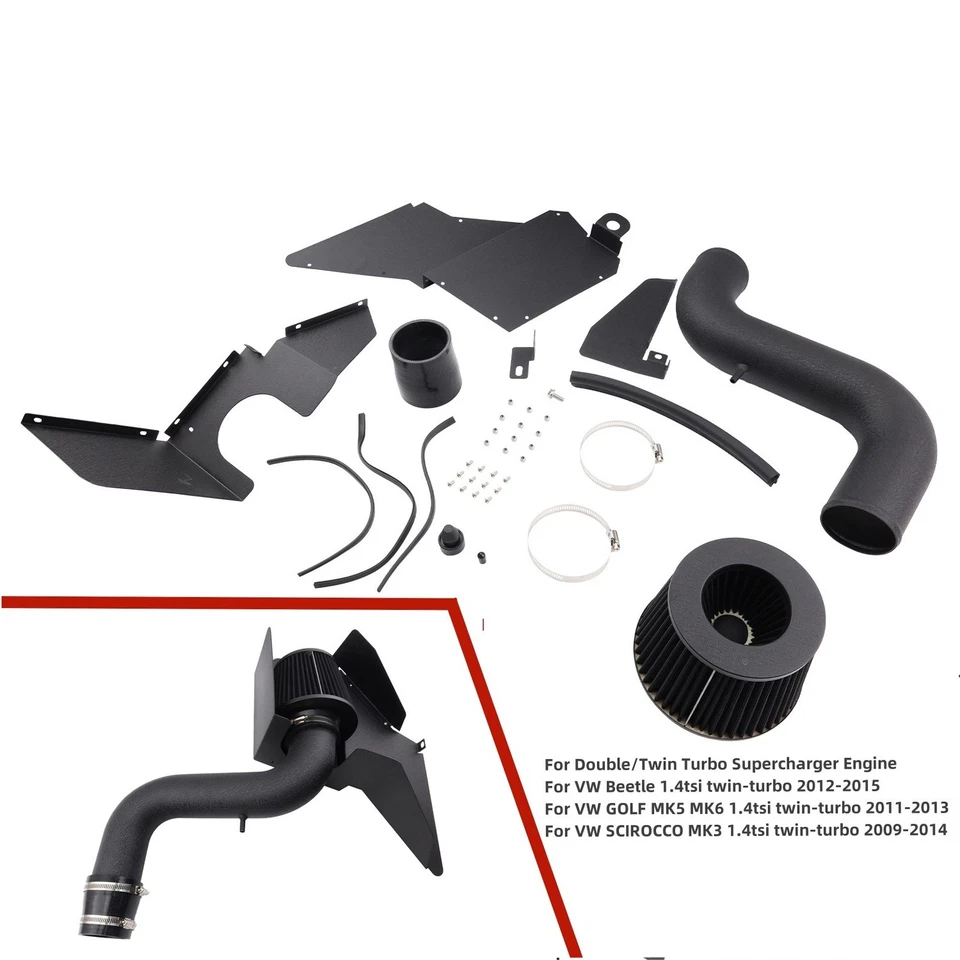 Cold Air Intake Kit for VW Golf MK Scirocco Jetta EOS 1.4 TSI EA111 Twincharger - image 2 of 4