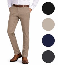 Mens Flex Stretch Slim Fit Dress Pants Premium Cotton Size 30-40 NEW FREE SHIP