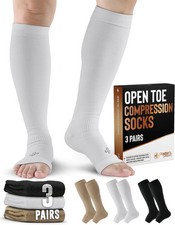 3 Pairs Copper Toeless Compression Socks Women  Men - 20-30 Mmhg Open Toe Compr