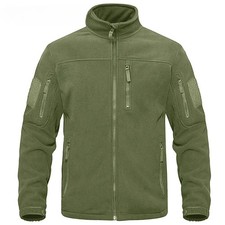 Green Fleece Jacket Thermal Warm Work Coats Mens Zipper Pockets Jacket Hiking Tr