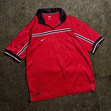 Nike Team Polo Soccer Jersey Vintage 1995 Size XL Red White Stripe