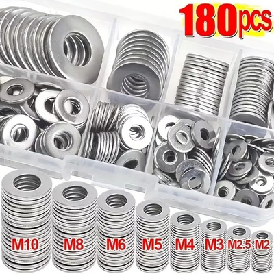#ad #ad Stainless Steel Flat Washer Assortment Kit M2 M10 Metric Spacers Repair Set $13.99