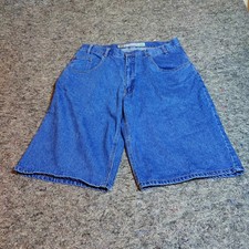 Vintage Bugle Boy Gold Crest Macro Jean Denim Shorts Size 38 Blue