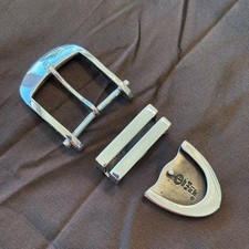 James Reid Elan Sterling Silver Belt Buckle Set 1-1/4" pre-owned 3 pc.