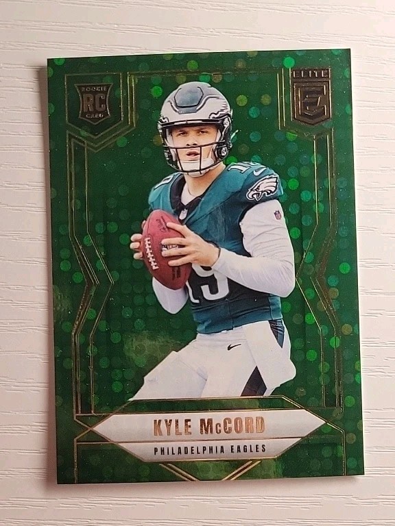 Kyle McCord RC  GREEN DISCO Elite 2025 Rookie  Eagless Color Match