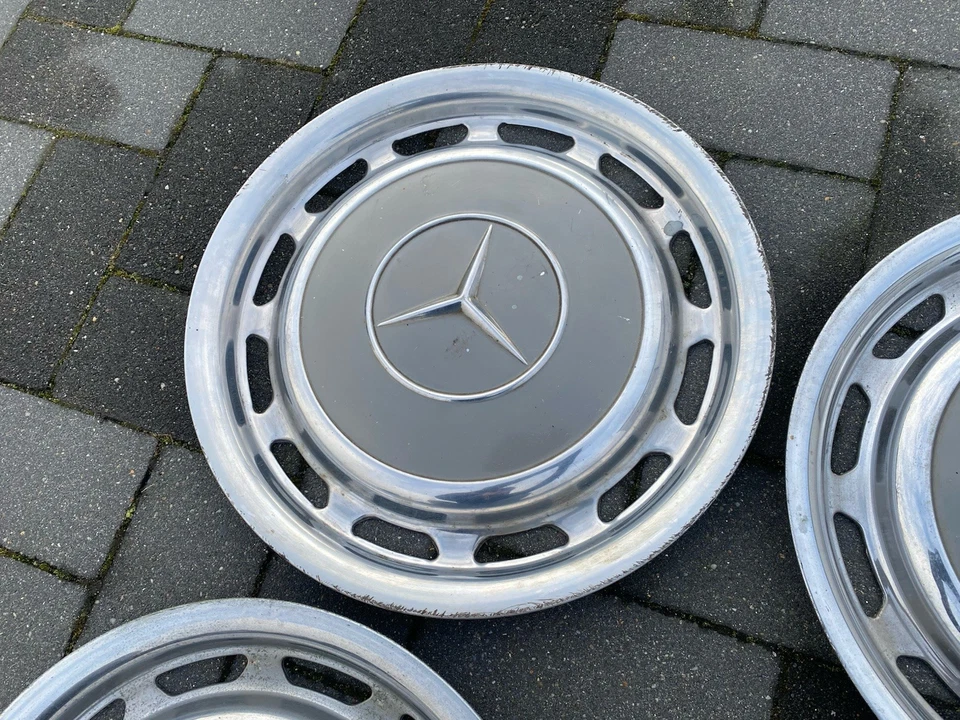 Mercedes W114 W115 W123 W116 W108 Chrom Rad Kappe Kappen 14 Zoll Dunkel Grau - Bild 3 von 4