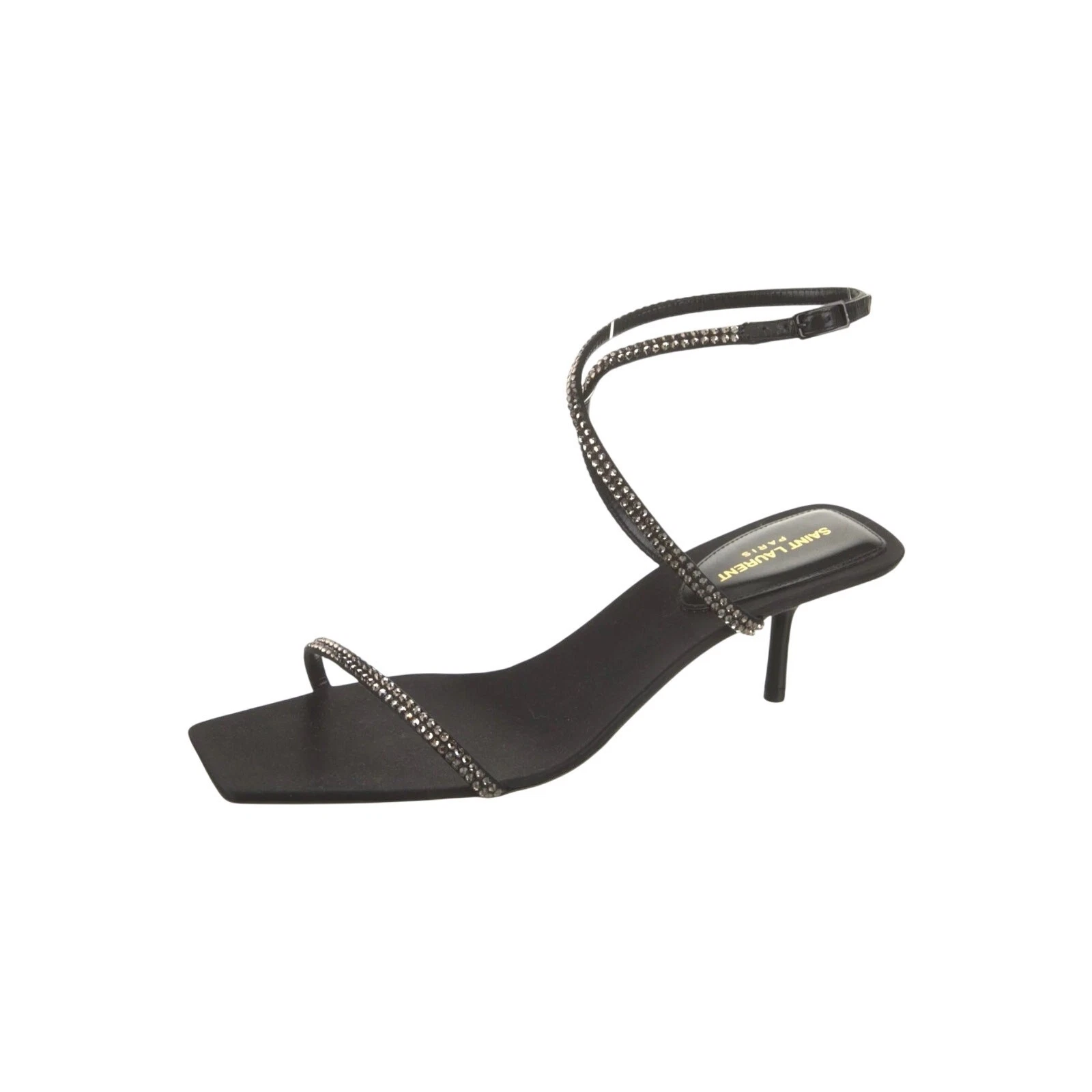 ADIDAS Sandali Saint Laurent nuovi con scatola Nuit 55 in raso impreziositi da cristalli colore nero taglia 39