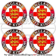 ENGLAND UNITED KINGDOM English Flag Roundel 3 Lions Shield 50mm Sticker Decal x4