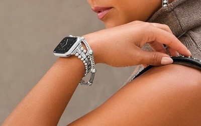 Brighton Silver Pretty Tough Stud 38mm Apple Watch® Adjustable Wrist Band  New