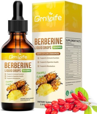 Berberine Supplement 1500mg Organic Berberine Liquid Drops with Ceylon PACK 1.