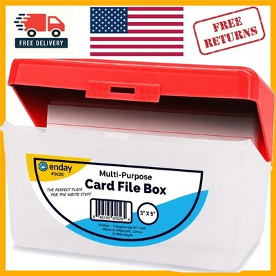 Elegant Red 3x5 Index Card Box - Securely Holds 250 Cards, Stackable Design
