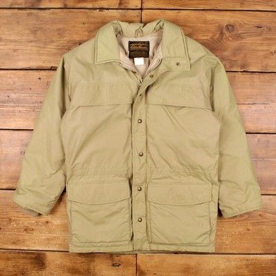 Vintage Eddie Bauer Puffer Jacke S Herren 80er beige Nylon Gänsedaunen warm Winter