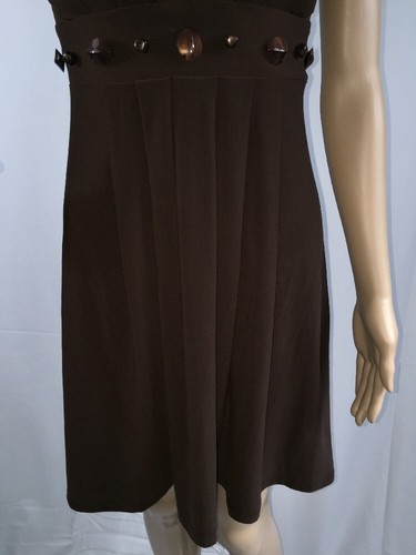 Bisou Bisou Cocktail Dress Size 4 Dark Brown Sleeveless Sexy Style Beaded Waist - Picture 6 of 12