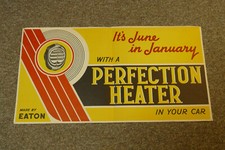 RARE Vintage 1930s EATON Automobile Perfection Heater Advertising Poster Sign