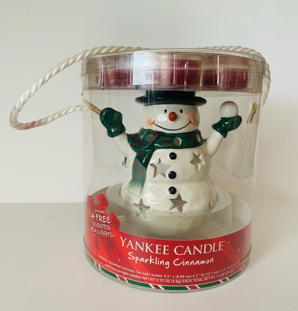 Yankee Candle Sparkling Cinnamon Snowman Luminary Tea Light Holder Gift
