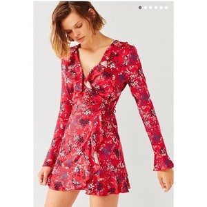urban outfitters red floral dress