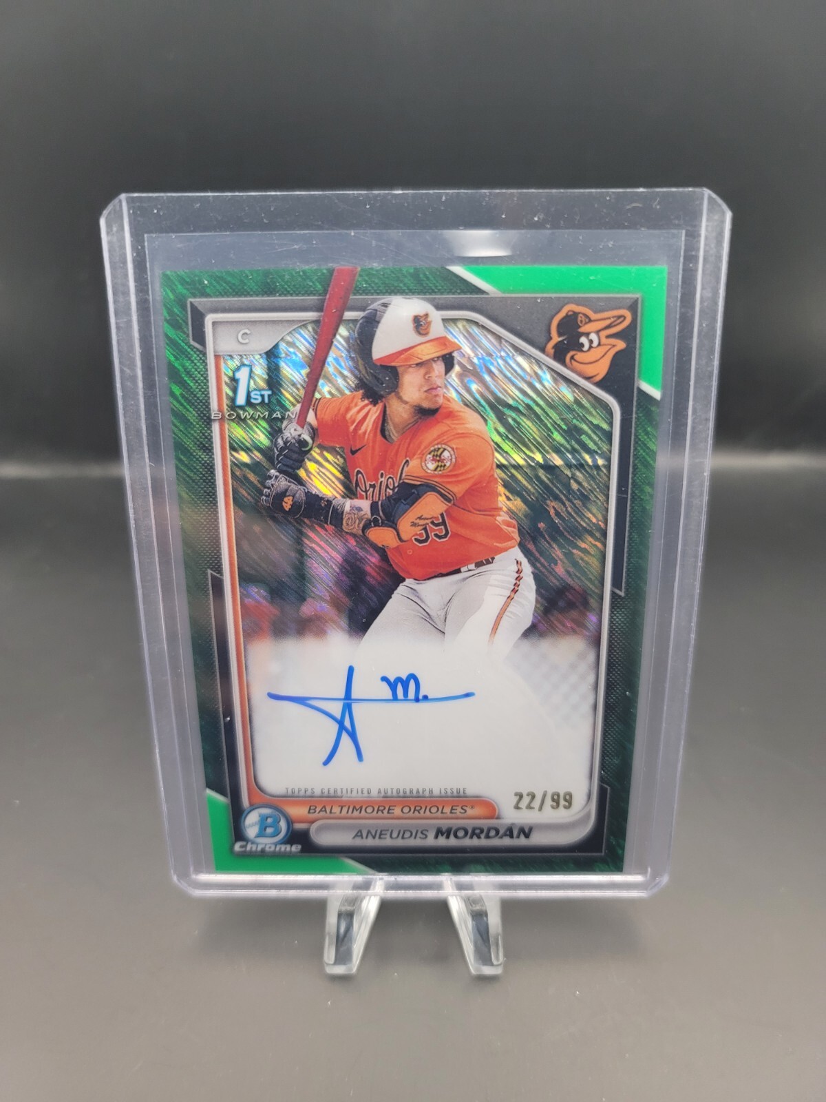 2024 Bowman Chrome Aneudis Mordan Green Shimmer Refractor 1st Auto 22/99