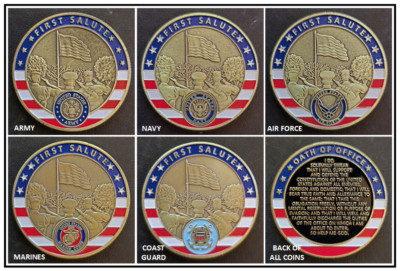 Challenge Coin: Officer Oath First Salute SPECIFY BRANCH $12.95 EACH