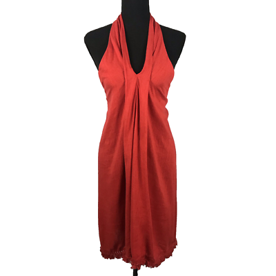 chinese dress ladies Red & White Floral Linen Blend Halter-Neck Mini Dress main image 1