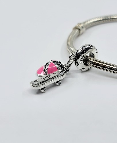 Charm per Bracciale Argento Sterling 925 Skateboard Ragazza - Foto 2 di 4