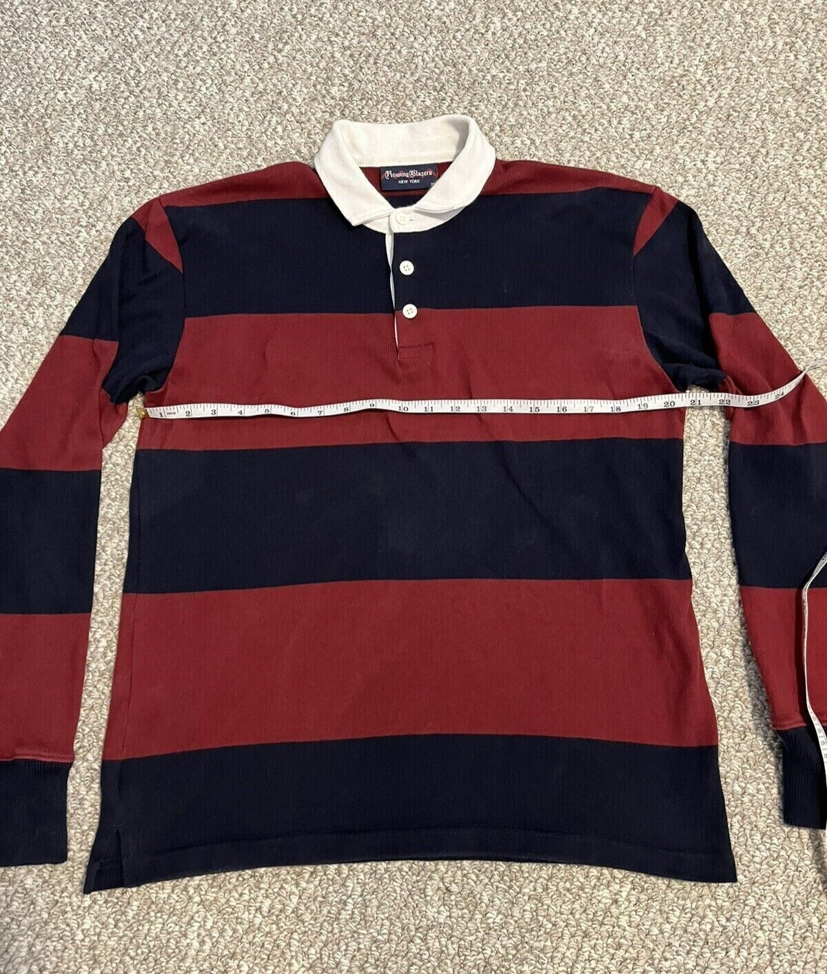 FILA Blazers da canottaggio maglia rugby a righe blu navy marrone SUPER PESANTE RUGBY taglia M