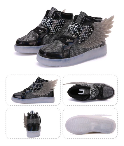 LED Leuchtende USB Sneaker Turnschuhe Kinder Mädchen Flügel Blinkschuhe Gr.27-37 - Bild 15 von 28