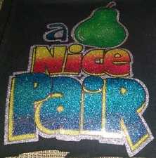 Vintage RARE A NICE PAIR Iron-On Transfer Full Color Glitter