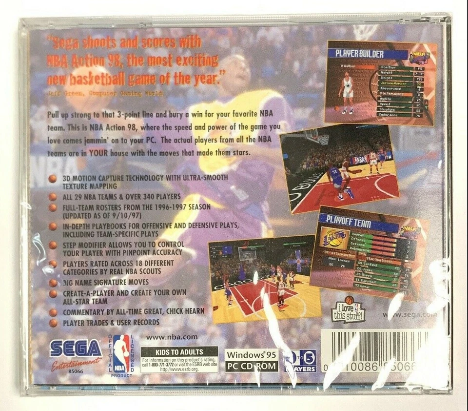 NBA Action 98 Rare OOP Kobe Bryant Sega Sports PC Game CD Basketball Windows 95 - Image 2 of 2